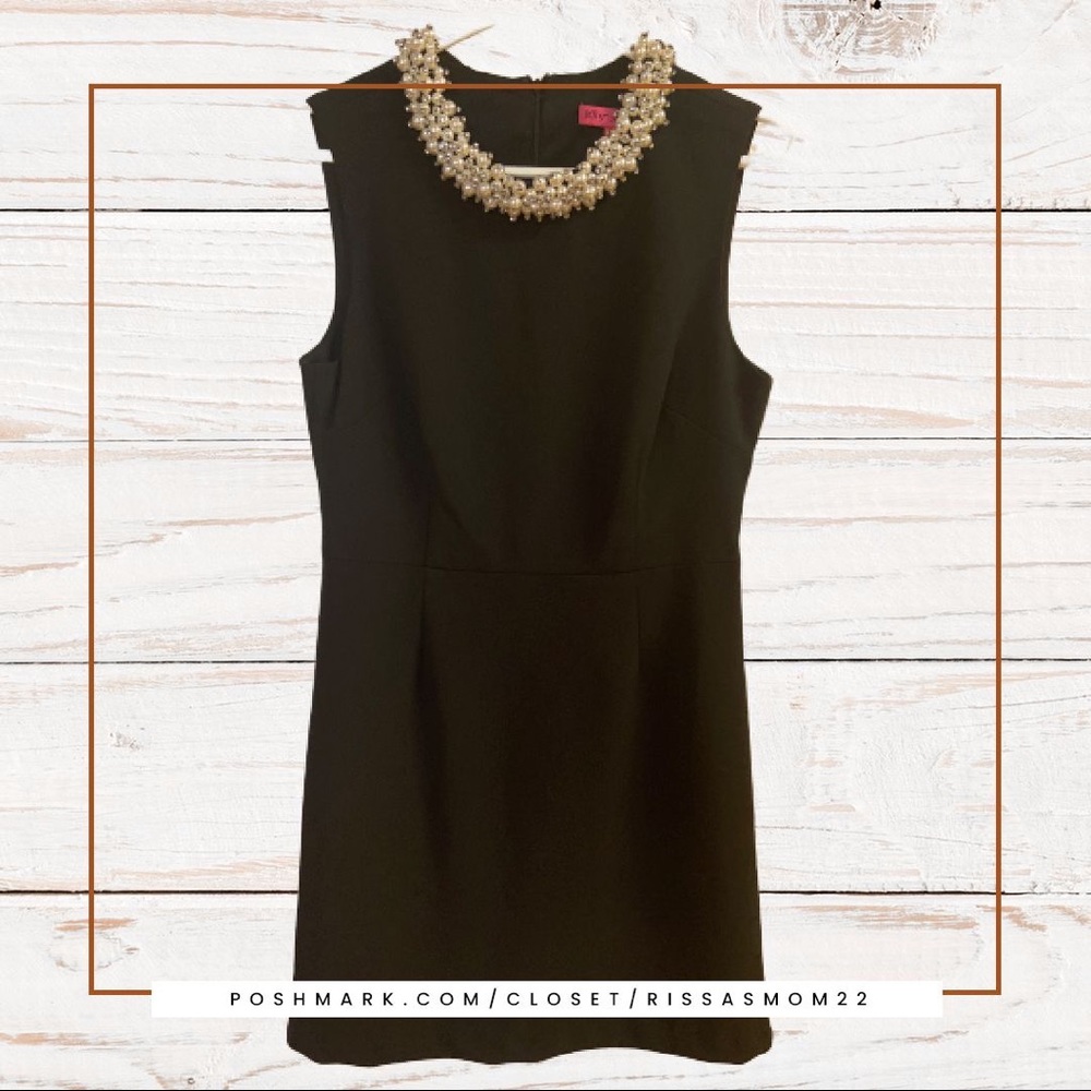 BETSY JOHNSON Black Sheath Holiday Dress